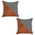 Set of Two 18" Brown Black and White Houndstooth Fabric and Faux Leather Throw Pillows