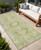 8' Runner Artichoke Green Oriental Washable Non Skid Indoor Outdoor Runner Rug