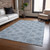3' X 5' Blue And Ivory Damask Washable Indoor Outdoor Area Rug