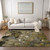 5' X 8' Green and Brown Abstract Washable Indoor Outdoor Area Rug