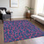 3' X 5' Navy Blue And Dark Pink Geometric Washable Indoor Outdoor Area Rug