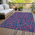 3' X 5' Navy Blue And Dark Pink Geometric Washable Indoor Outdoor Area Rug