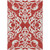 5' X 8' Red And Ivory Damask Washable Indoor Outdoor Area Rug - Red, Ivory