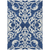 3' X 5' Navy Blue And Ivory Damask Washable Indoor Outdoor Area Rug