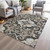 3' X 5' Charcoal And Taupe Damask Washable Indoor Outdoor Area Rug
