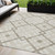 5' X 8' Beige Tan And Ivory Geometric Washable Indoor Outdoor Area Rug