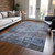3' X 5' Gray And Blue Abstract Washable Indoor Outdoor Area Rug