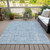 3' X 5' Sky Blue And Denim Blue Floral Washable Indoor Outdoor Area Rug