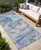 8' Runner Blue and Gray Abstract Washable Non Skid Indoor Outdoor Runner Rug Transitional Style - Blue, Gray Color