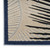 8' X 10' Navy Blue Ivory And Black Palm Leaf Indoor Outdoor Area Rug