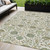 5' X 8' Ivory Green And Brown Floral Washable Indoor Outdoor Area Rug