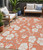 5' X 8' Coral Ivory And Gray Floral Washable Indoor Outdoor Area Rug