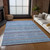 3' X 5' Sky Blue And Navy Blue Striped Washable Indoor Outdoor Area Rug