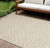 8' X 10' Cream And Beige Geometric Indoor Outdoor Area Rug