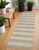 8' Runner Beige Striped Washable Non Skid Indoor Outdoor Runner Rug