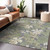 3' X 5' Gray Beige And Olive Green Botanical Leaves Washable Indoor Outdoor Area Rug