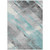 3' X 5' Teal Blue And Gray Striped Washable Indoor Outdoor Area Rug - Teal Blue, Ivory