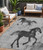 5' X 8' Gray And Charcoal Horse Washable Indoor Outdoor Area Rug