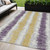 5' X 8' Silver Ivory And Purple Striped Washable Indoor Outdoor Area Rug