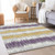 5' X 8' Silver Ivory And Purple Striped Washable Indoor Outdoor Area Rug