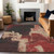 3' X 5' Brick Red And Red Abstract Washable Indoor Outdoor Area Rug