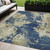 5' X 8' Navy Blue And Beige Abstract Washable Indoor Outdoor Area Rug - Navy Blue, Beige