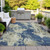 5' X 8' Navy Blue And Beige Abstract Washable Indoor Outdoor Area Rug