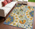 4' X 6' Ivory Blue Yellow And Orange Floral Indoor Outdoor Area Rug
