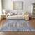 5' X 8' Sky Blue And Denim Blue Striped Washable Indoor Outdoor Area Rug