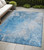 5' X 8' Blue and Gray Abstract Washable Non Skid Indoor Outdoor Area Rug Transitional Style - Blue, Gray Color