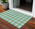 3' X 5' Lime Green Aqua And Beige Plaid Washable Indoor Outdoor Area Rug