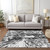 5' X 8' Ivory Black And Gray Abstract Washable Indoor Outdoor Area Rug