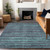 5' X 8' Teal Blue And Gray Striped Washable Indoor Outdoor Area Rug - Teal Blue, Gray