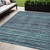 5' X 8' Teal Blue And Gray Striped Washable Indoor Outdoor Area Rug - Teal Blue, Gray