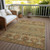 5' X 8' Beige Taupe And Gold Tribal Washable Indoor Outdoor Area Rug