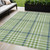 5' X 8' Green And Ivory Plaid Washable Indoor Outdoor Area Rug