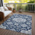 5' X 8' Blue Ivory And Gray Medallion Washable Indoor Outdoor Area Rug