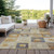 3' X 5' Linen Blue And Copper Geometric Washable Indoor Outdoor Area Rug