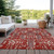 3' X 5' Red Ivory And Dark Gray Floral Washable Indoor Outdoor Area Rug