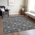 5' X 8' Gray Charcoal And Silver Floral Washable Indoor Outdoor Area Rug Transitional Style - Gray, Charcoal, Silver Color