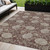 5' X 8' Merlot Taupe And Beige Floral Washable Indoor Outdoor Area Rug