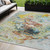 5' X 8' Ivory Blue And Yellow Abstract Washable Indoor Outdoor Area Rug