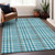 5' X 8' Teal Blue Ivory And Brown Plaid Washable Indoor Outdoor Area Rug