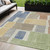 5' X 8' Beige Gold And Blue Geometric Washable Indoor Outdoor Area Rug