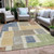 5' X 8' Beige Gold And Blue Geometric Washable Indoor Outdoor Area Rug