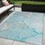 5' X 8' Teal Abstract Washable Non Skid Indoor Outdoor Area Rug Transitional Style - Teal Blue Color