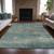 5' X 8' Aqua And Beige Abstract Washable Indoor Outdoor Area Rug