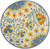 4' Ivory Blue Yellow And Orange Round Floral Indoor Outdoor Area Rug
