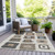 3' X 5' Ivory Charcoal And Gold Geometric Washable Indoor Outdoor Area Rug