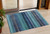 3' X 5' Teal Blue Aqua And Navy Blue Striped Washable Indoor Outdoor Area Rug